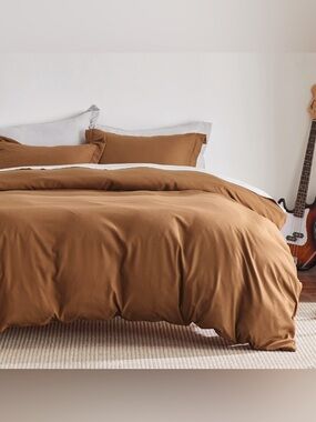 Caramel Brown Duvet Cover Set - Cozy Everyday Bedding